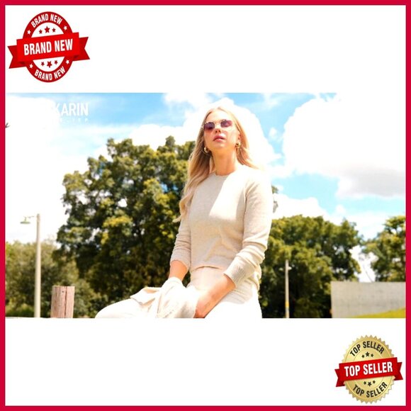 Cashmere Merino Wool Sweater Long Sleeve Crew Neck Fall Casual Chic - Picture 7 of 7